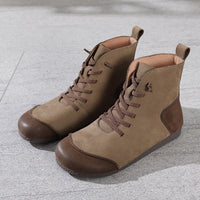 Thumbnail for Step into style with our chic New Retro Leather High-top Women's Boots.