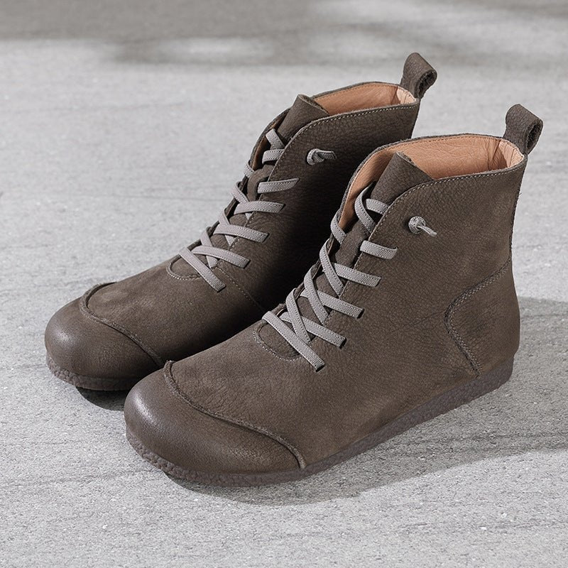 Step into style with our chic New Retro Leather High-top Women's Boots.