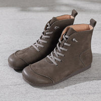 Thumbnail for Step into style with our chic New Retro Leather High-top Women's Boots.