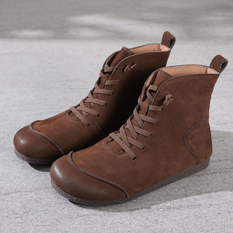 Step into style with our chic New Retro Leather High-top Women's Boots.