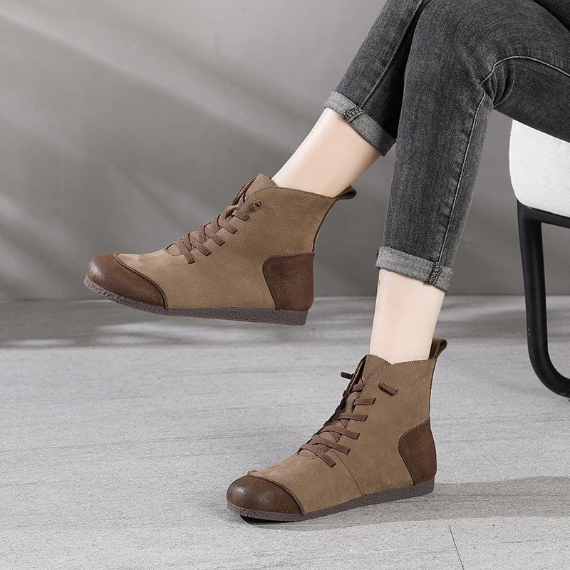 Step into style with our chic New Retro Leather High-top Women's Boots.