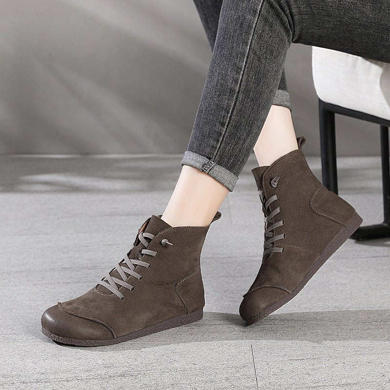 Step into style with our chic New Retro Leather High-top Women's Boots.