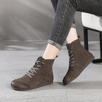 Thumbnail for Step into style with our chic New Retro Leather High-top Women's Boots.