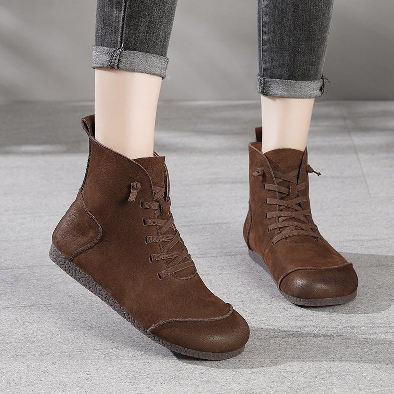 Step into style with our chic New Retro Leather High-top Women's Boots.