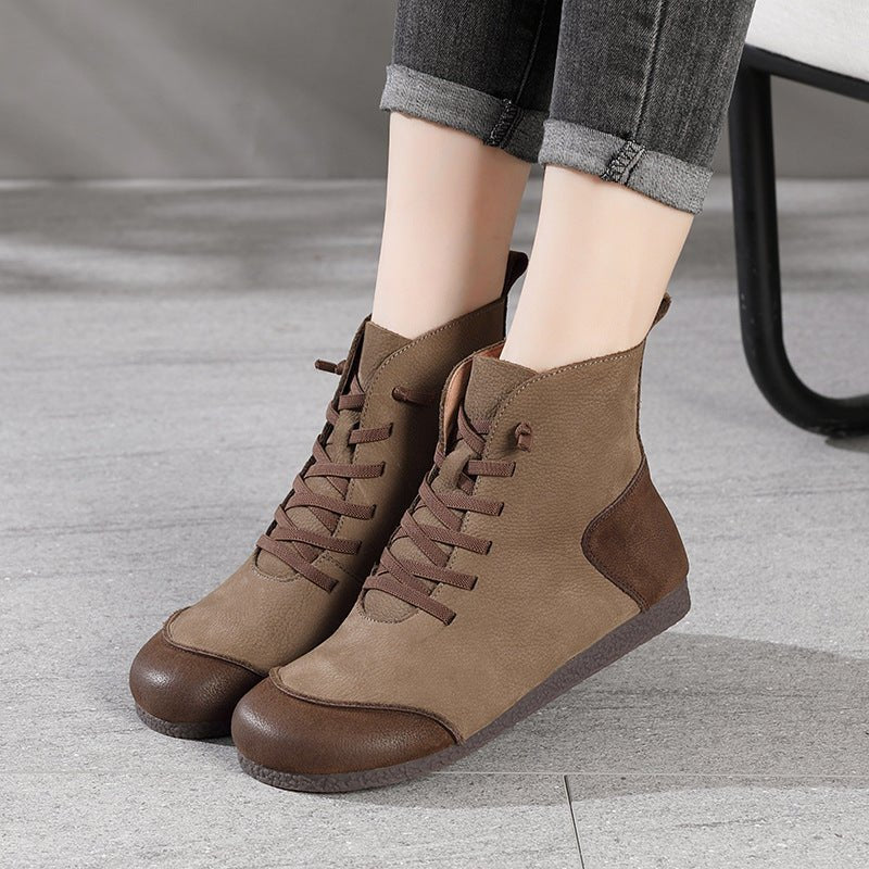 Step into style with our chic New Retro Leather High-top Women's Boots.