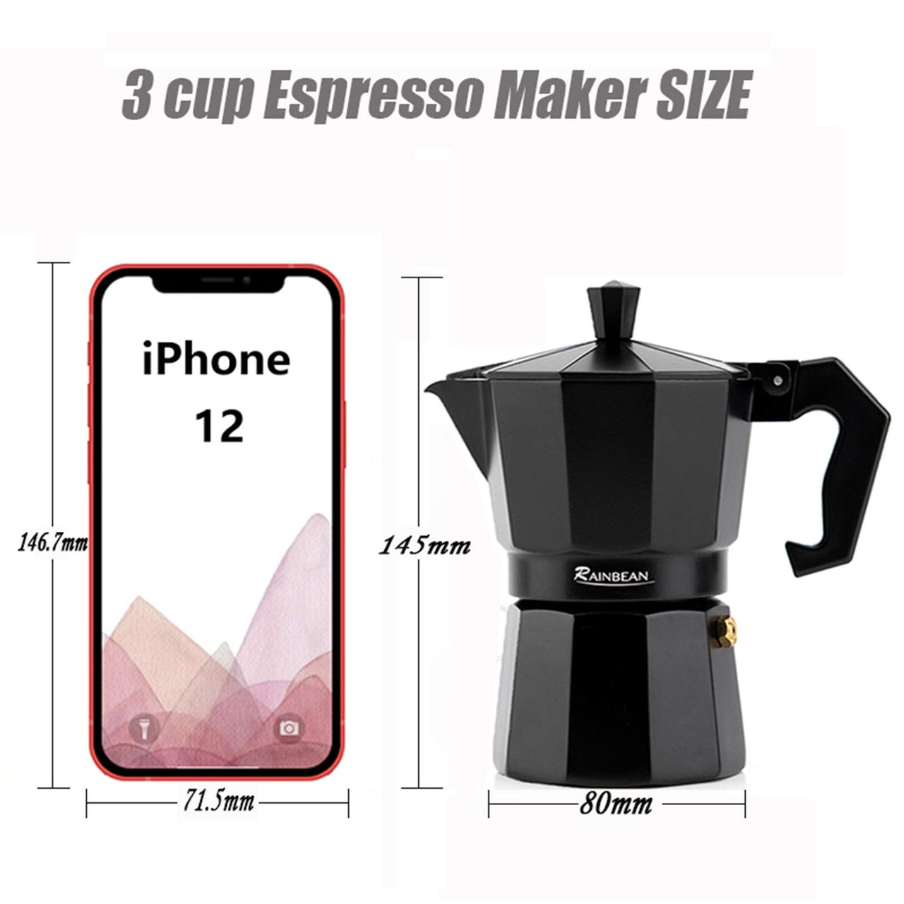 Stovetop Espresso Maker Espresso Cup Moka Pot Classic Cafe Maker Percolator Coffee Maker Italian Espresso for Gas or Electric Aluminum Black Gift package with 2 Cups Amazon Platform Banned - InspiredGrabs.com