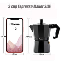 Thumbnail for Stovetop Espresso Maker Espresso Cup Moka Pot Classic Cafe Maker Percolator Coffee Maker Italian Espresso for Gas or Electric Aluminum Black Gift package with 2 Cups Amazon Platform Banned - InspiredGrabs.com