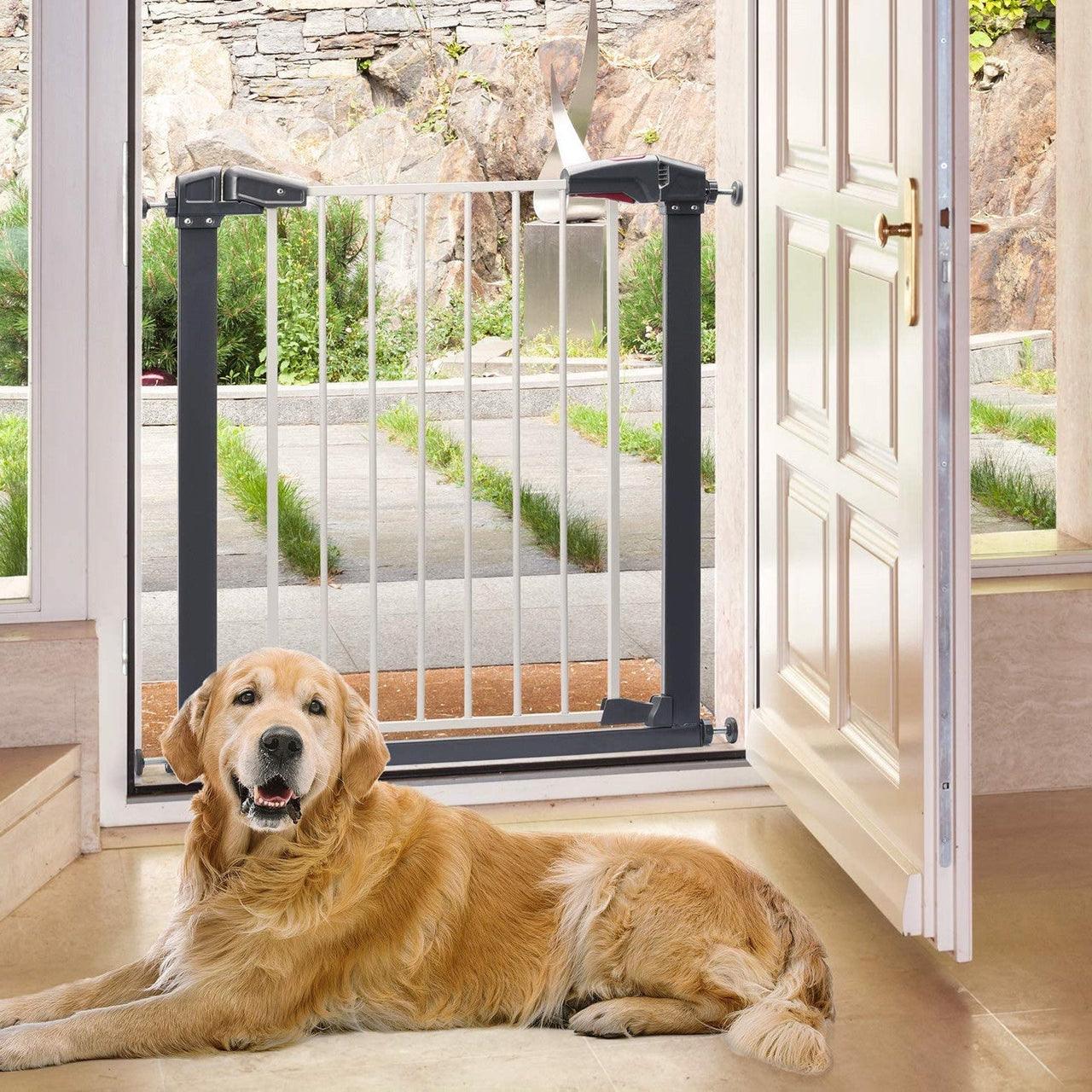 Sturdy Safe Gate with Four Pressured Adjustment Bolts Dog Indoor Gate, Stair Gate for Pets, 29in To 34in Wide 32in Height - InspiredGrabs.com