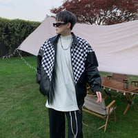 Thumbnail for Stylish and Chic Black and White Plaid Leather Jacket in PU+ Stitching - InspiredGrabs.com