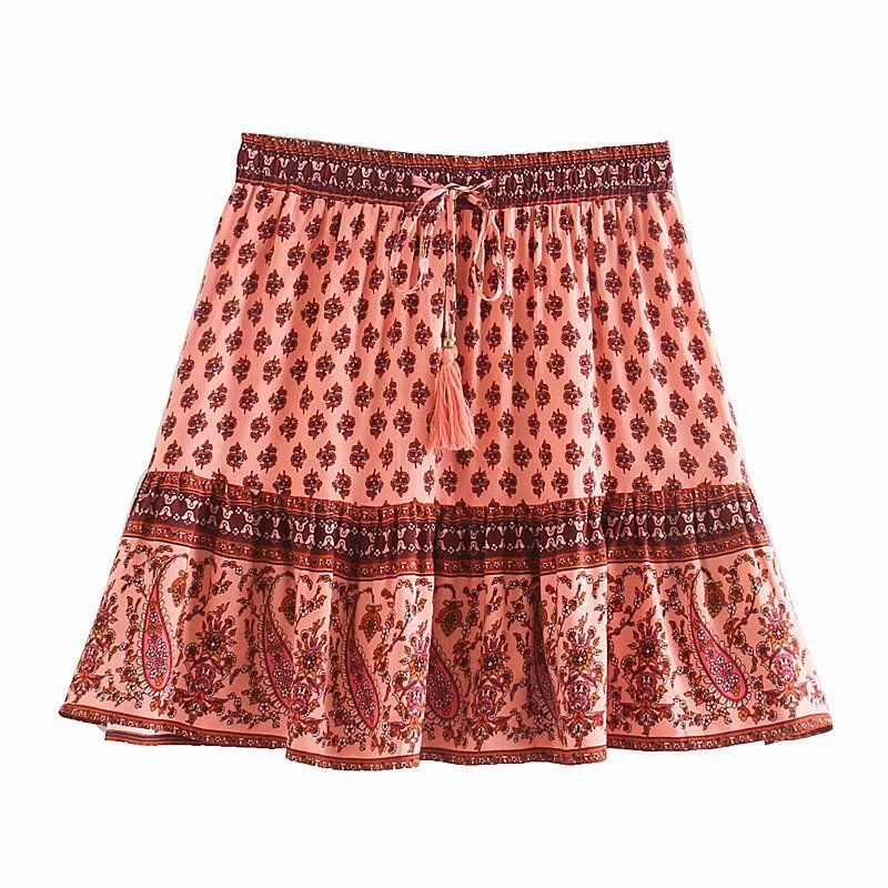 Stylish and comfortable printed skirt with an elastic waist - InspiredGrabs.com