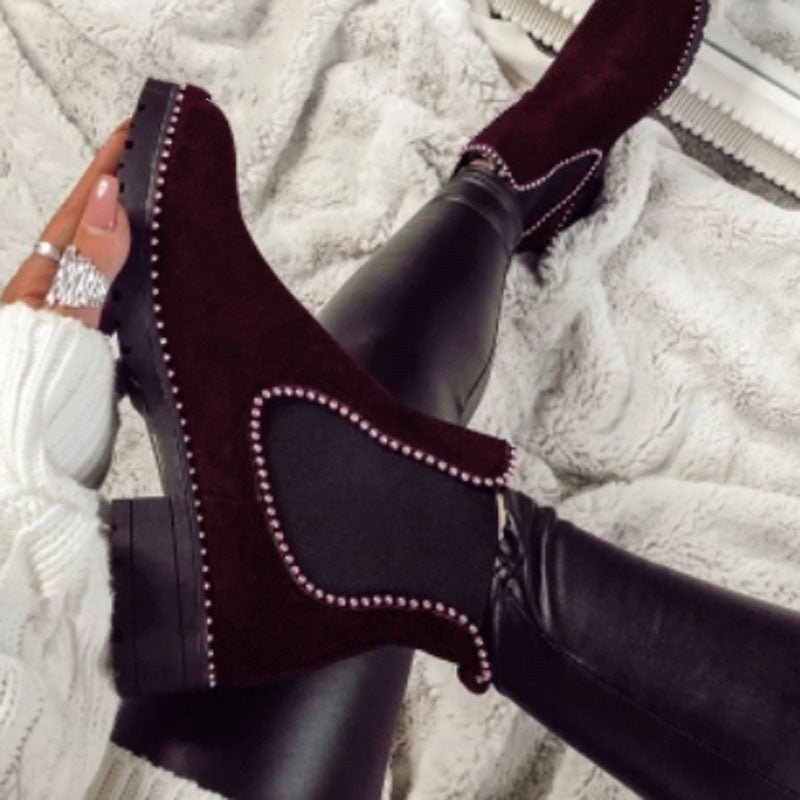 Botas de mujer de talla grande elegantes y duraderas con detalles de cuentas