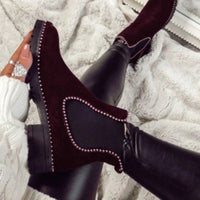 Thumbnail for Botas de mujer de talla grande elegantes y duraderas con detalles de cuentas