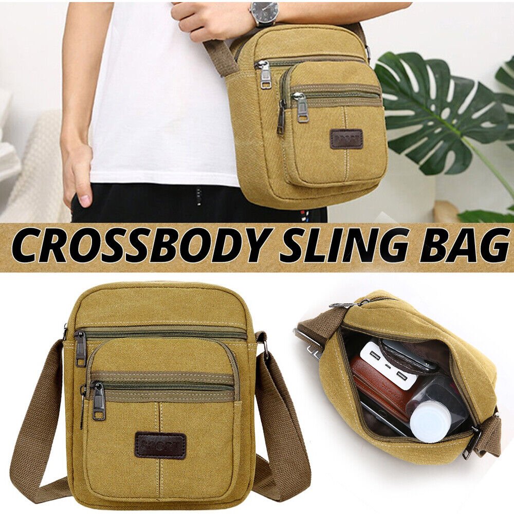 Crossbody Bag Canvas Bags Casual Shoulder Satchel Handbag Pouch Messenger Unisex - InspiredGrabs.com