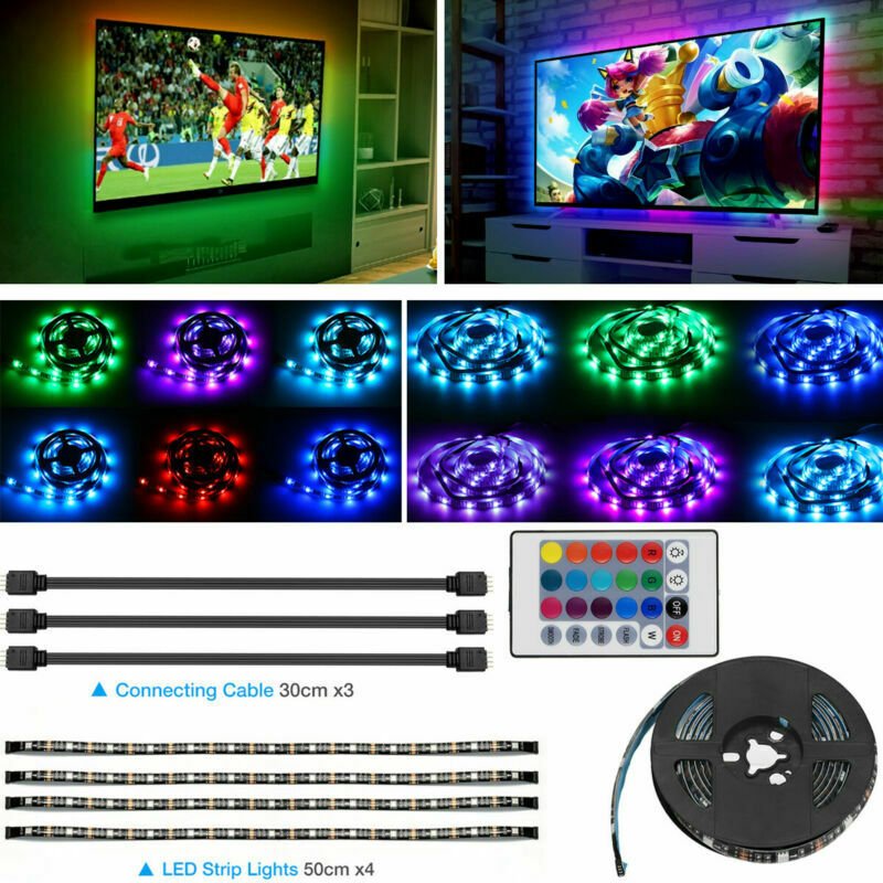 4x50CM USB 5V RGB LED Strip Background Light Remote Kit for TV Computer Lamp - InspiredGrabs.com