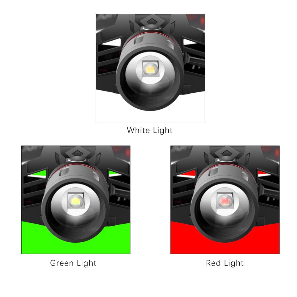 T6 White Light Green Light Red Light Zoom Headlight - InspiredGrabs.com