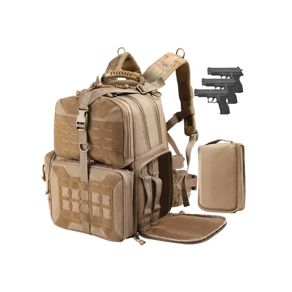 Tactical Range Backpack Bag, VOTAGOO Range Activity Bag for Handgun And Ammo, 3 Pistol Carrying Case for Hunting Shooting - InspiredGrabs.com