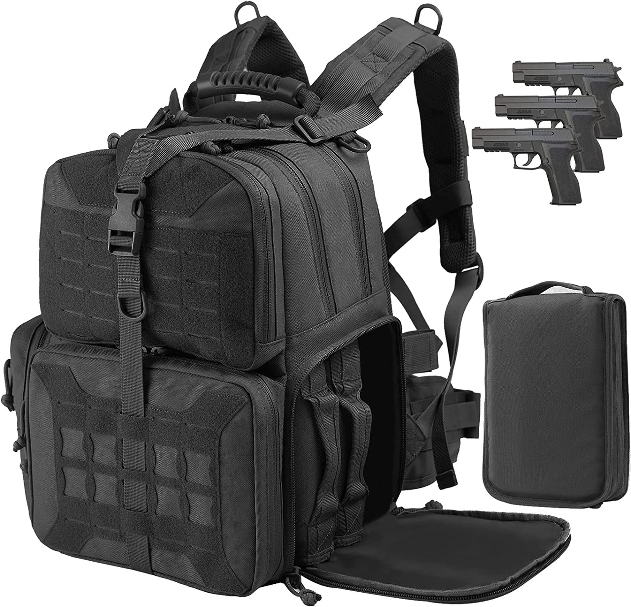 Tactical Range Backpack Bag, VOTAGOO Range Activity Bag for Handgun And Ammo, 3 Pistol Carrying Case for Hunting Shooting - InspiredGrabs.com