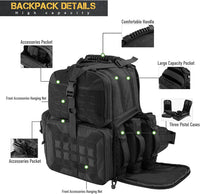 Thumbnail for Tactical Range Backpack Bag, VOTAGOO Range Activity Bag for Handgun And Ammo, 3 Pistol Carrying Case for Hunting Shooting - InspiredGrabs.com