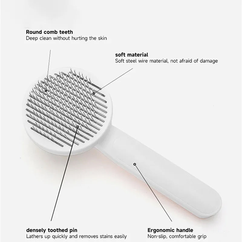 Cat Grooming Brush, Self Cleaning Slicker Brushes for Dogs Pet Hair Removal Comb Stainless Steel Needle Cat Brush Self Cleaning for Cats Dogs Hair Remover Scraper Pet Grooming Tool - InspiredGrabs.com