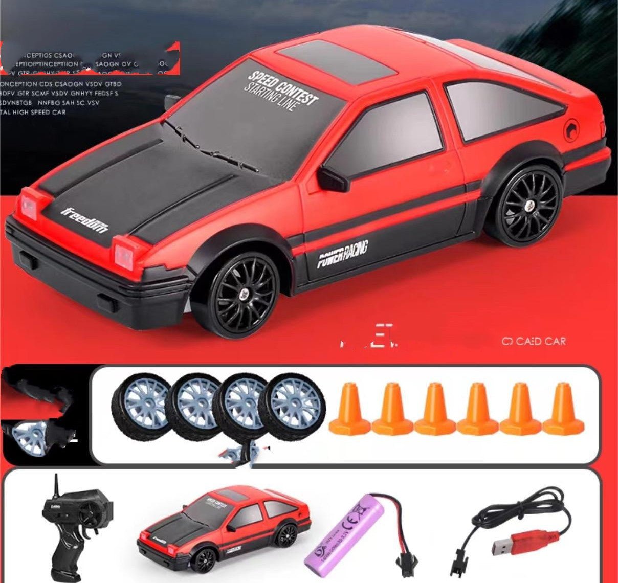 2.4G Drift RC Car 4WD RC Drift Car Toy Remote Control GTR Model AE86 Vehicle Car RC Racing Car Toy for Children Christmas Gifts - InspiredGrabs.com