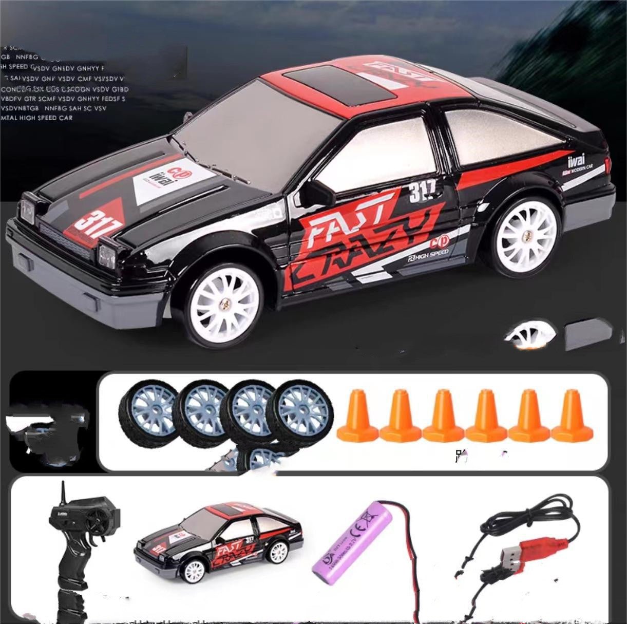 2.4G Drift RC Car 4WD RC Drift Car Toy Remote Control GTR Model AE86 Vehicle Car RC Racing Car Toy for Children Christmas Gifts - InspiredGrabs.com