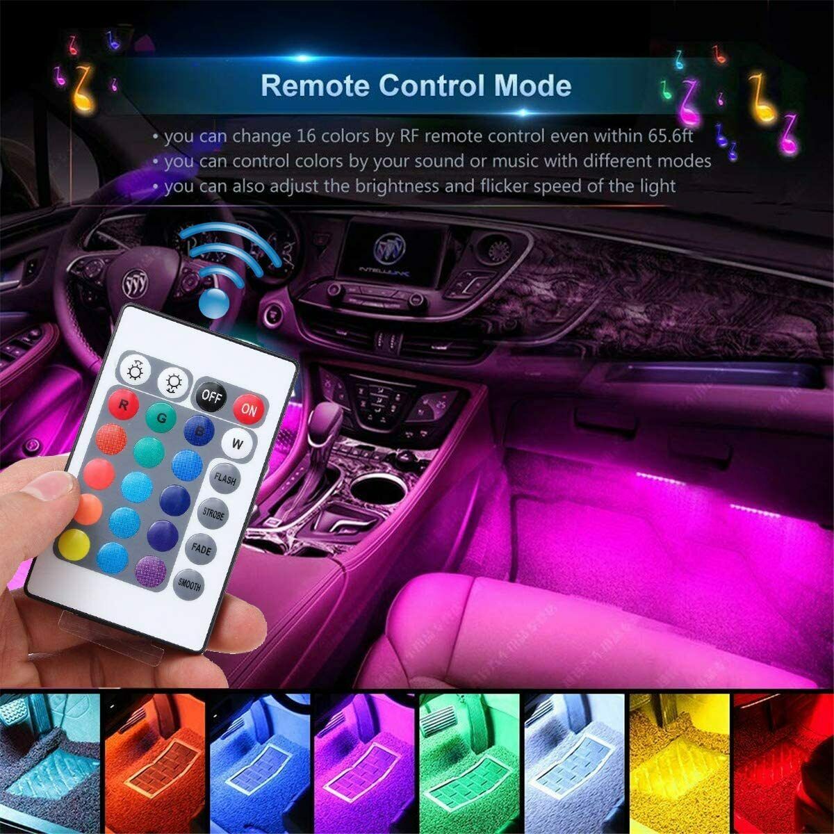 Car Interior Lights Neon Atmosphere RGB LED Strip Bar Car Decor Lighting Lamp - InspiredGrabs.com