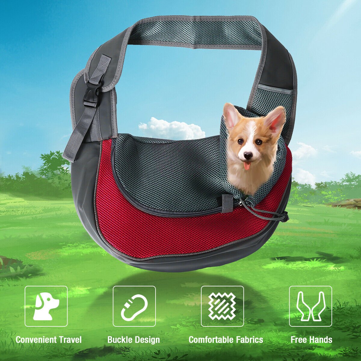 Dog Carrier Pet Puppy Backpack Travel Tote Sling Bag Mesh Hands Free Shoulder - InspiredGrabs.com