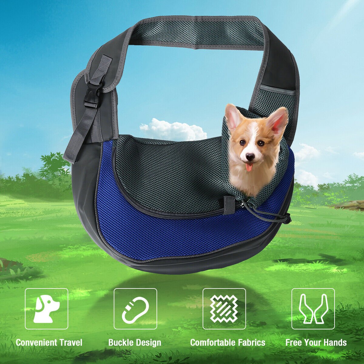 Dog Carrier Pet Puppy Backpack Travel Tote Sling Bag Mesh Hands Free Shoulder - InspiredGrabs.com