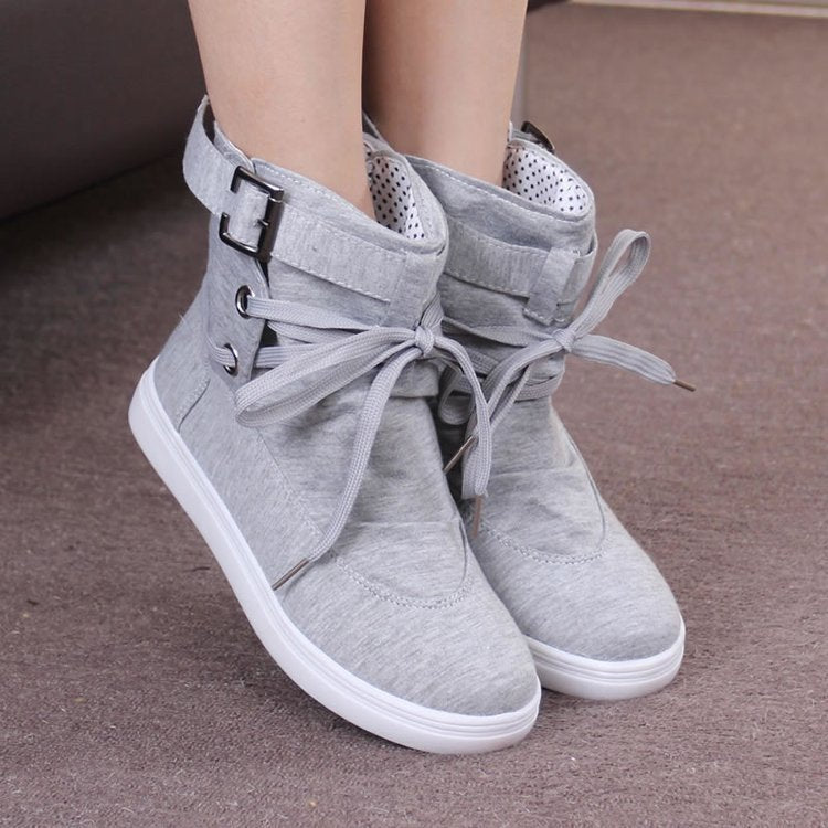 2019 Spring And Autumn New High-Top Women's Flat Casual Cloth Shoes Black Breathable Korean Student Canvas Shoes - InspiredGrabs.com