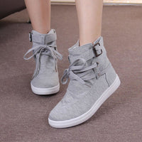 Thumbnail for 2019 Spring And Autumn New High-Top Women's Flat Casual Cloth Shoes Black Breathable Korean Student Canvas Shoes - InspiredGrabs.com