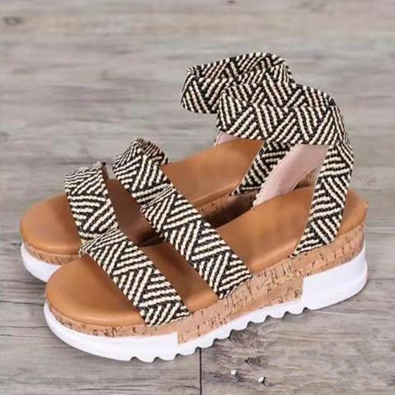 Beach Sandals with Thick Soles and Sloping Heels - InspiredGrabs.com