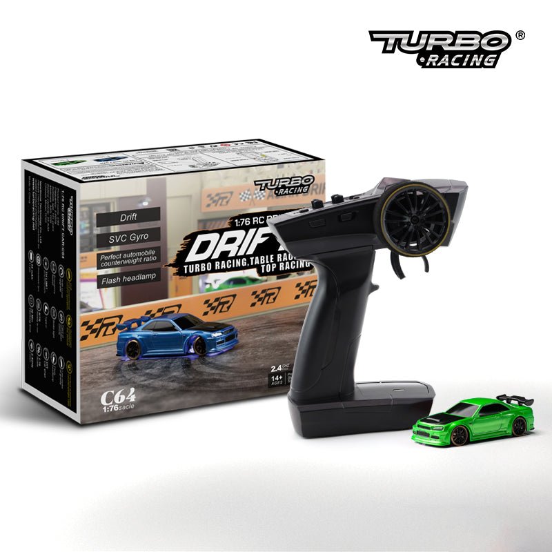 Turbo Racing 1vs76 C64 Drift RC Car with Gyro Radio Full Proportional Remote Control Toys RTR Kit for Kids and Adults - InspiredGrabs.com