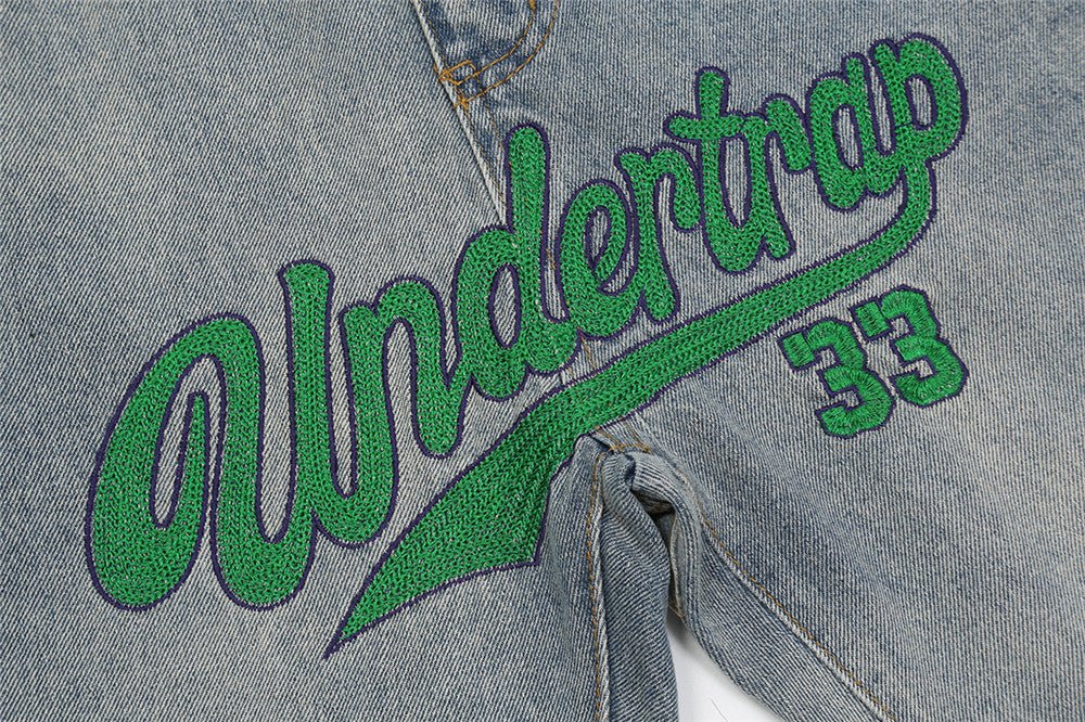 Turn heads with our brand-new line of letter embroidery jeans for men. - InspiredGrabs.com