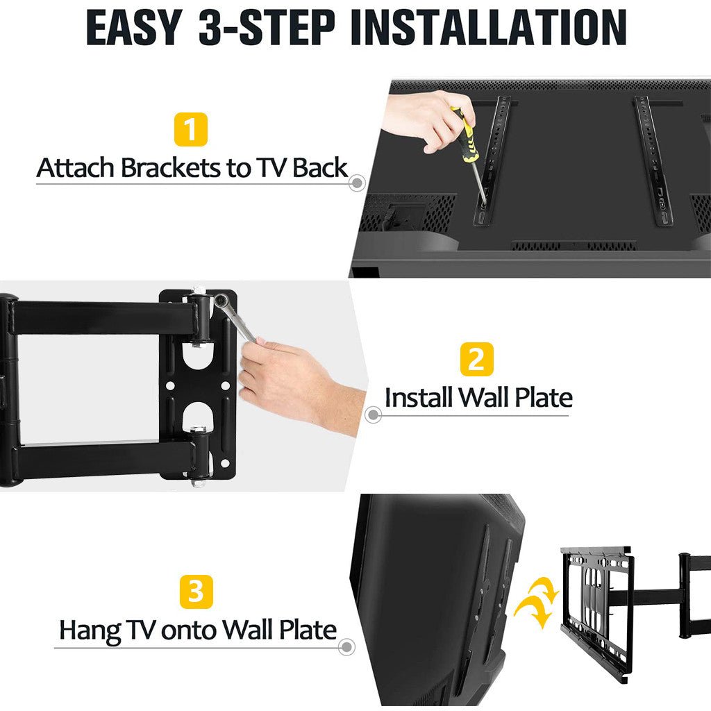 TV Mount Full Motion for 26-55 Inch LED LCD Flat Screen TV Perfect Center Design - InspiredGrabs.com