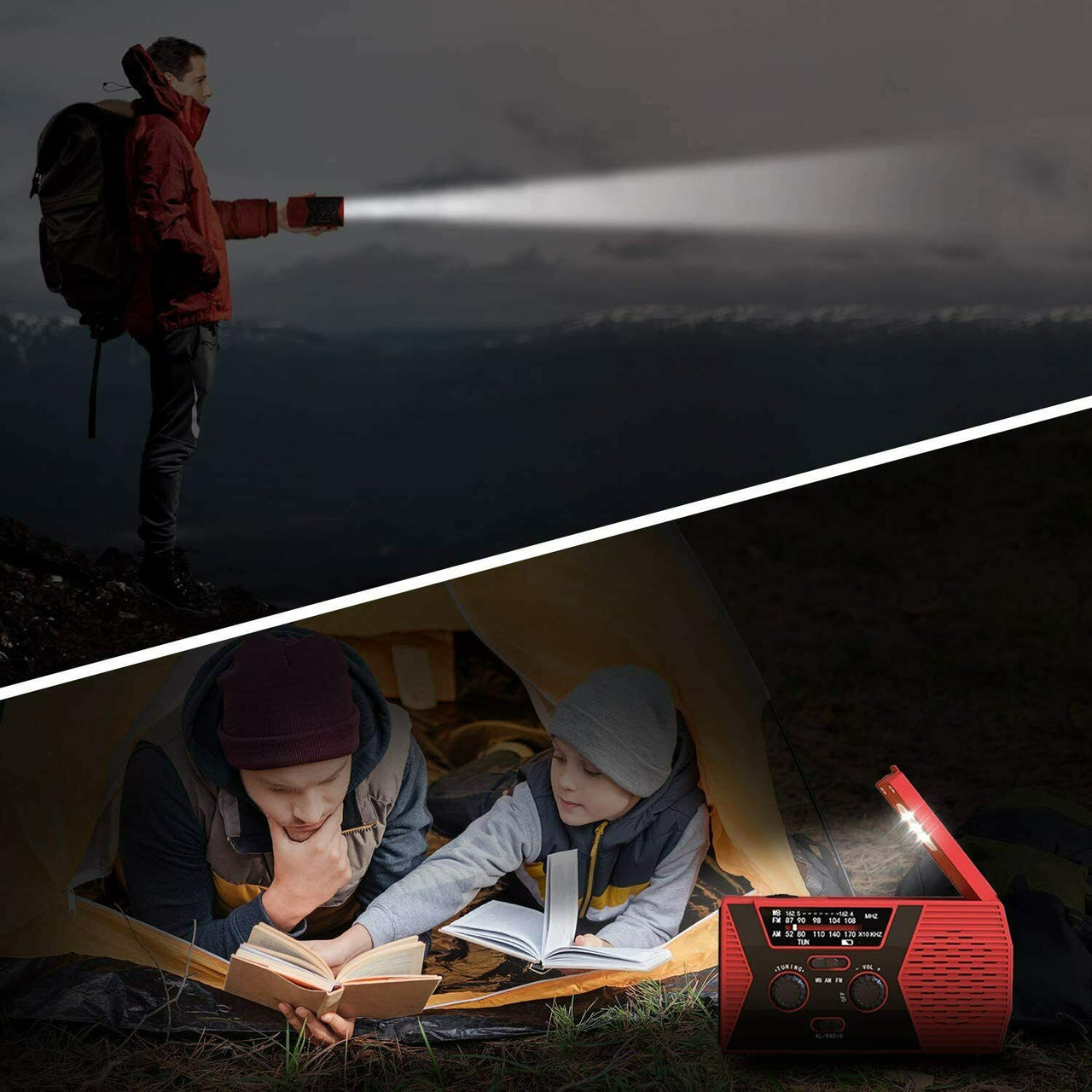 2000mAh Emergency LED Radio Solar Hand Crank AM FM NOAA Flashlight Phone Charger Portable Searchlight Outdoor Emergency Radio Survival Light - InspiredGrabs.com