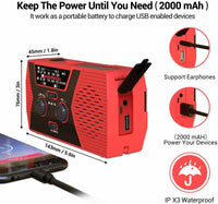 Thumbnail for 2000mAh Emergency LED Radio Solar Hand Crank AM FM NOAA Flashlight Phone Charger Portable Searchlight Outdoor Emergency Radio Survival Light - InspiredGrabs.com