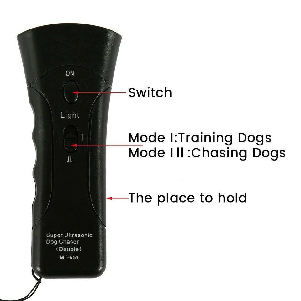 Ultrasonic Anti Dog Barking Trainer LED Light Gentle Chaser Petgentle Sonics - InspiredGrabs.com