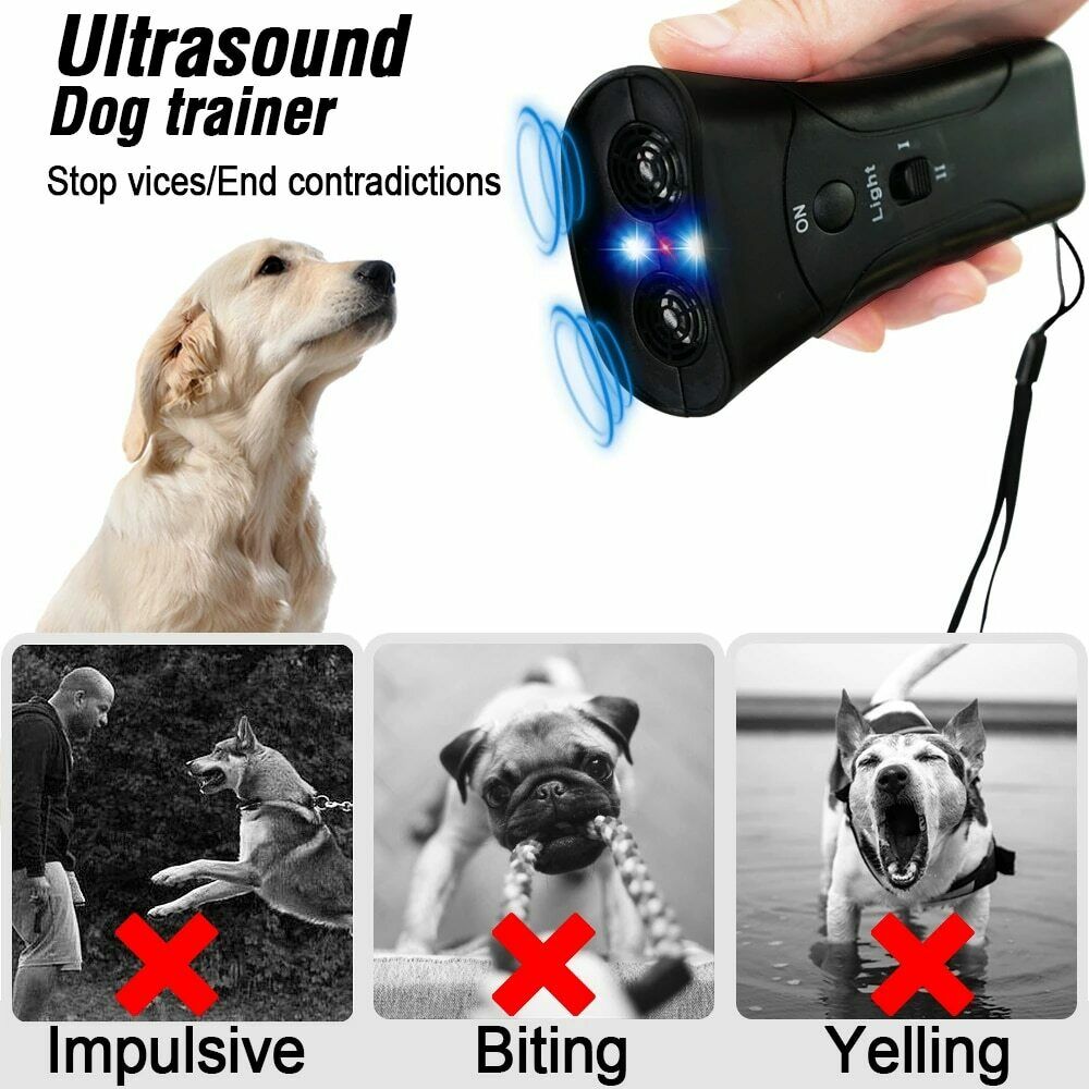 Ultrasonic Anti Dog Barking Trainer LED Light Gentle Chaser Petgentle Sonics - InspiredGrabs.com