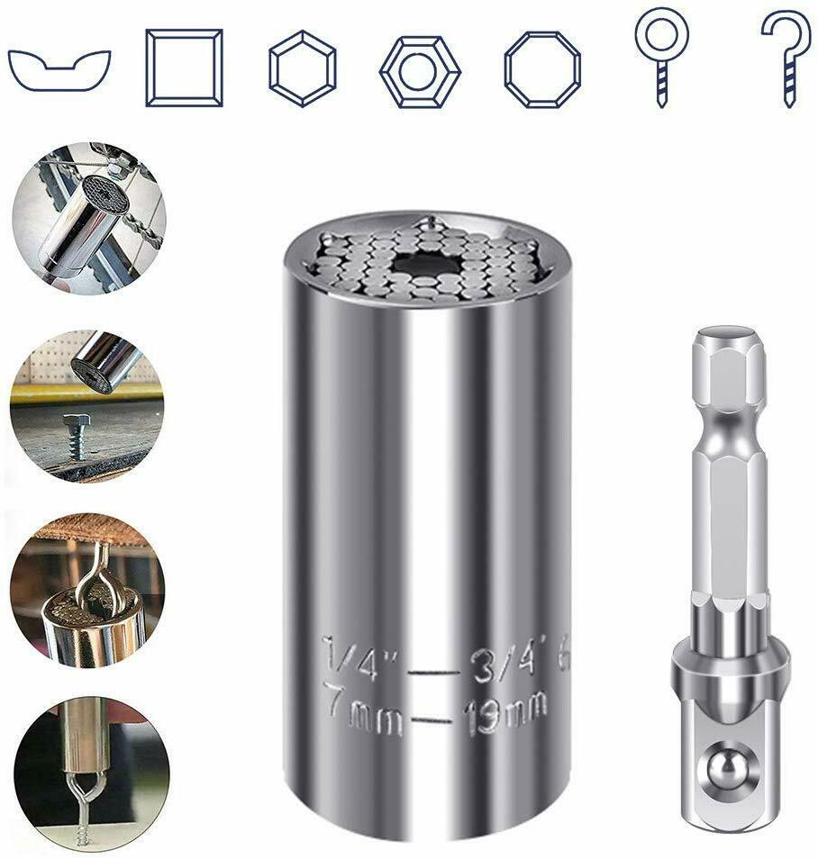 Universal Socket Wrench Alligator Magical Grip Multi Shapes Tool Drill Adapter - InspiredGrabs.com