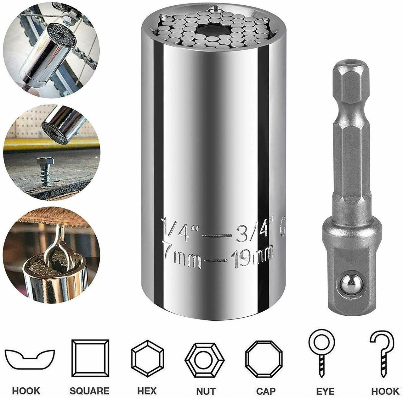 Universal Socket Wrench Alligator Magical Grip Multi Shapes Tool Drill Adapter - InspiredGrabs.com