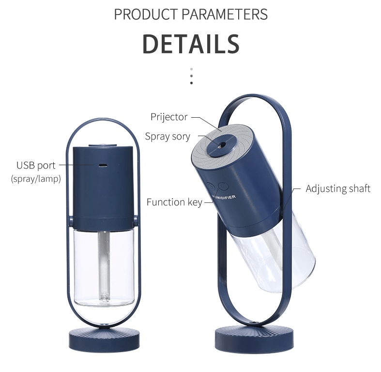 Magic Shadow USB Air Humidifier for Home with Projection Night Lights Ultrasonic Car Mist Maker Mini Office Air Purifier - InspiredGrabs.com