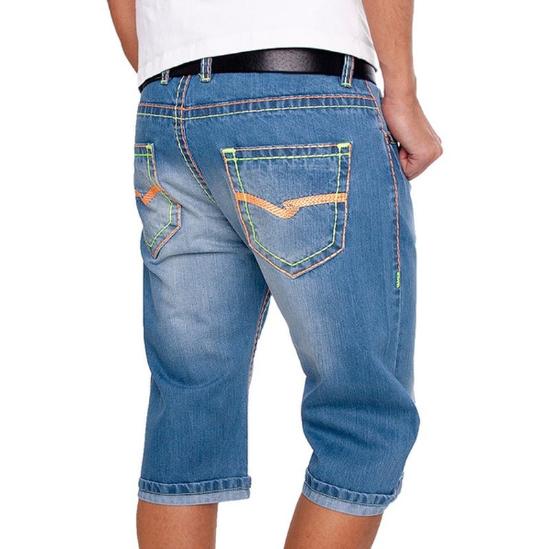 White Men's Denim Pants with Fold Pockets; a Stylish Choice for European and American Men's Summer Casual Fashion - InspiredGrabs.com