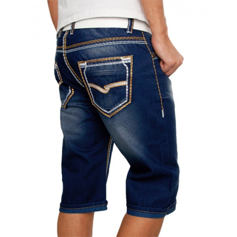 White Men's Denim Pants with Fold Pockets; a Stylish Choice for European and American Men's Summer Casual Fashion - InspiredGrabs.com