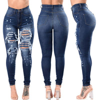 Thumbnail for Women's Ripped Denim Washed Denim Pants - InspiredGrabs.com