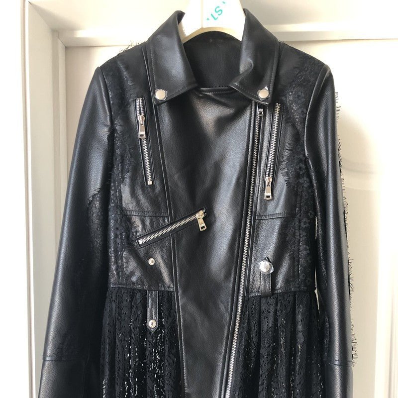 Women's Short Leather Motorcycle Zipper - InspiredGrabs.com