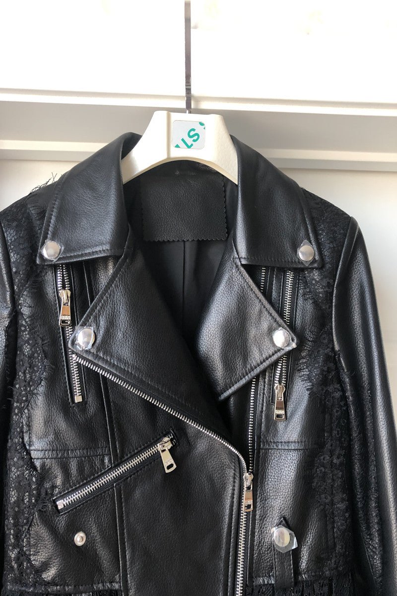 Women's Short Leather Motorcycle Zipper - InspiredGrabs.com