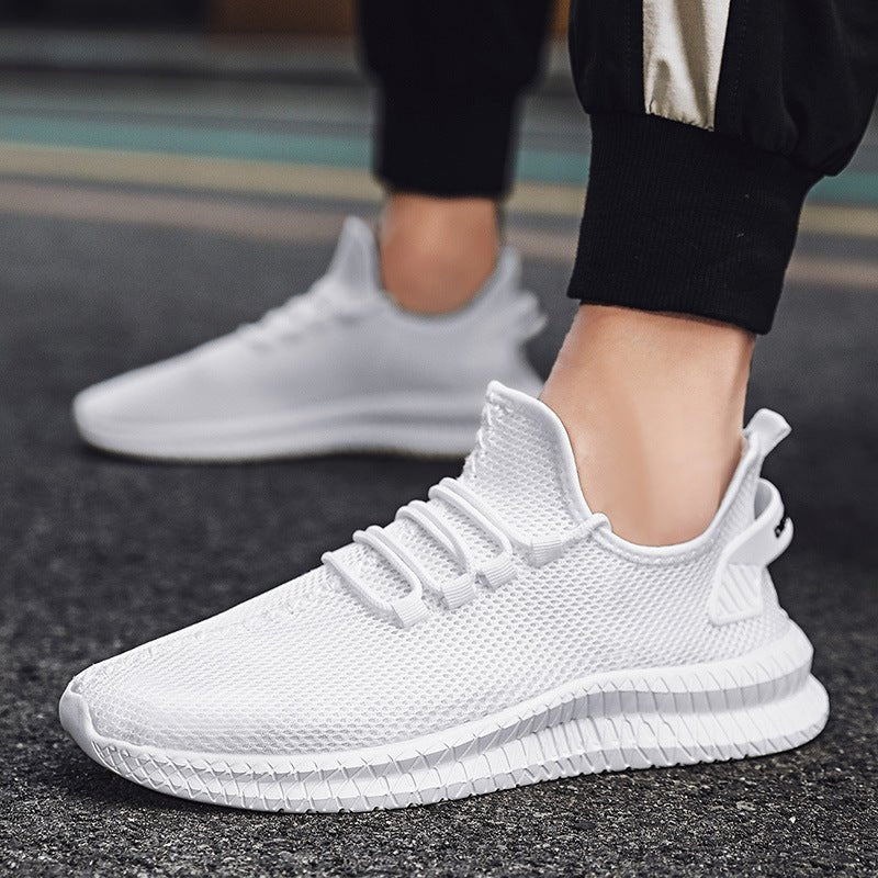 Woven Mesh Small White Shoes Summer And Autumn Plus Size Men's Sports Casual Shoes - InspiredGrabs.com