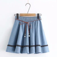 Thumbnail for You can grab attention with our Solid, Color Distressed, Thin Denim Skirt. - InspiredGrabs.com