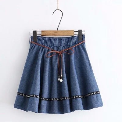 You can grab attention with our Solid, Color Distressed, Thin Denim Skirt. - InspiredGrabs.com